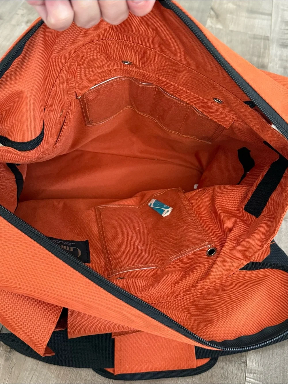 Eagle Good to Go Knitting‎ Craft Bag Orange Canvas Crossbody Pockets Zipper Tote